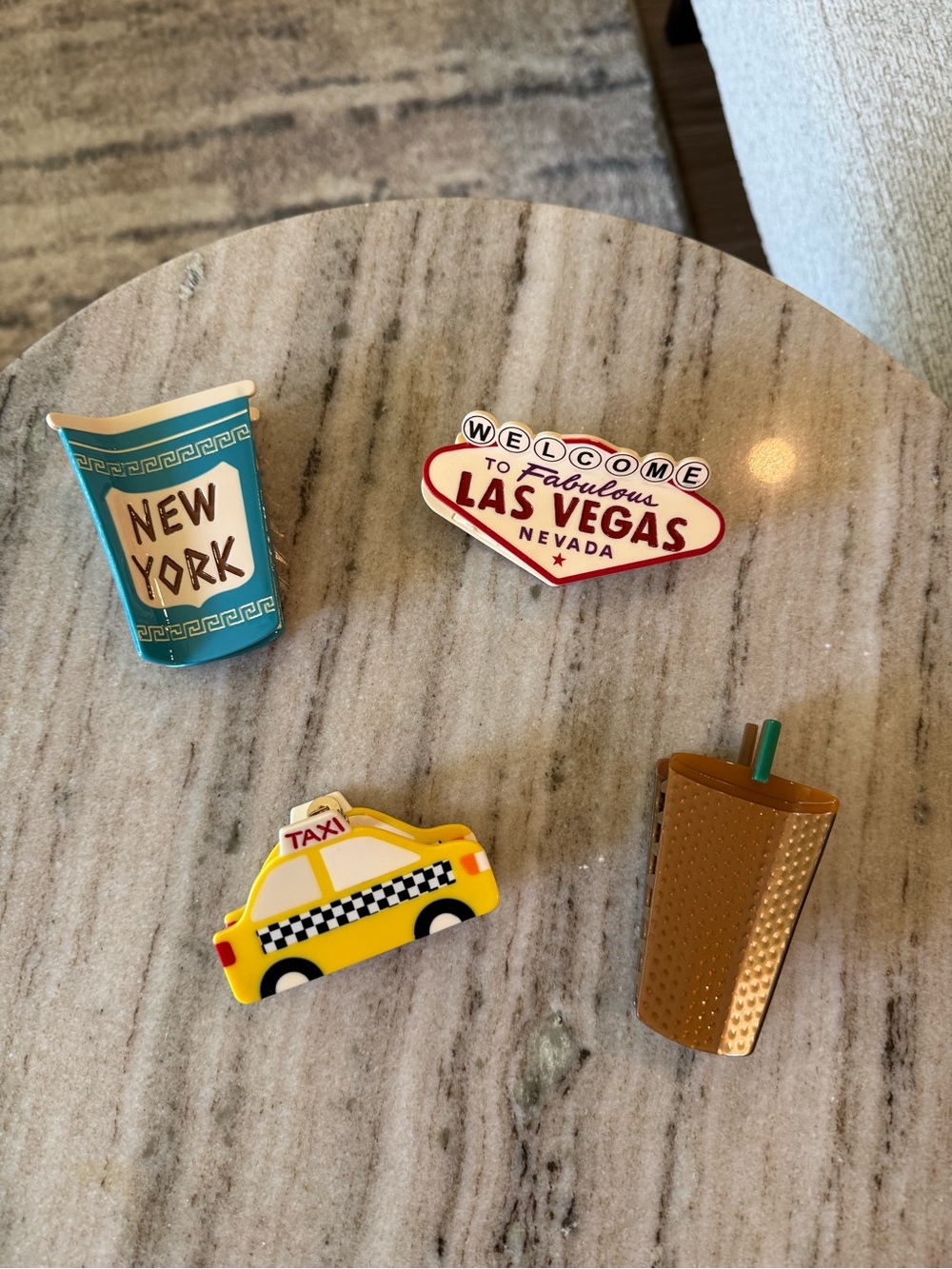City Souvenir & Drink Hair Claw Clips  - New York, Las Vegas, Taxi, Coffee